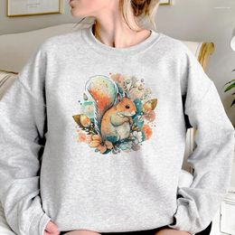 Women's Hoodies Squirrel Women Vintage Fleece Graphic Sweat Y2k Tracksuit Female Anime Sweatshirts