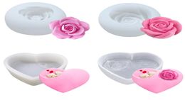Flower silicone Mould rose chocolate mousse cake mould ice ball heart shape handmade soap candle making tool1878267