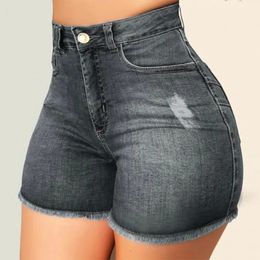 In Summer Womens Jeans Shorts Jeans Short Length High Waisted Broken Denim Shorts Ripped Jeans High Waisted pant Shorts 240514