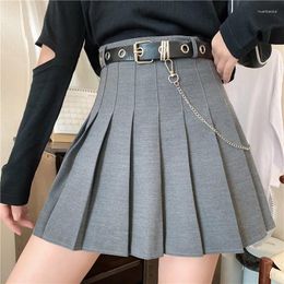 Skirts Summer Women 2024 Iron Ring Hollow Out High Waist Skirt Dark Gothic Mini Sexy Goth Clothing Black Cool Girl Streetwear