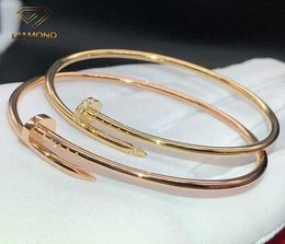 high quality 18K nail Bracelet female rose Colour gold hollow elastic thin head and tail diamond Jewellery band certificate7497799