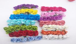 72Pcslot 2cm Diameter Artificial Paper Flower Head Mini Multicolor Rose Bouquet For Scrapbooking Wedding Party Decoration2196351