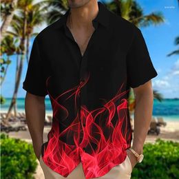 Men's Casual Shirts Summer Flame 3D Print Hawaiian Beach Men Women Fashion Streetwear Short Sleeve Shirt Male Tops Blouse Man Clothing