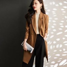 Women's Suits Autumn Winter Women Formal OL Styles Middle Long Windbreaker Professional Office Ladies Coat Outwear Blazers Overcoat Tops