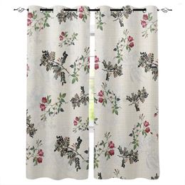 Curtain Retro Floral And Bird Print Illustration Window Living Room Kitchen Panel Blackout Curtains For Bedroom