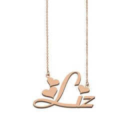 Liz name necklaces pendant Custom Personalised for women girls children friends Mothers Gifts 18k gold plated Stainless steel7448137