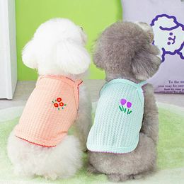Dog Apparel Vests Comfortable Soft Clothing Vest Suspender Square Neck Camisole Clothes Thin Flower Embroidery Summer XS-XL