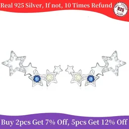 Stud Earrings Real 925 Sterling Silver Stars Studs For Women Exquisite Party Girl Original Design Evening Gifts