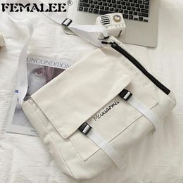 Shoulder Bags Ins High-Capacity Canvas Bag Chic Designer Girls Class Crossbody 2024 Fashion Solid Colour Trendy Handbags