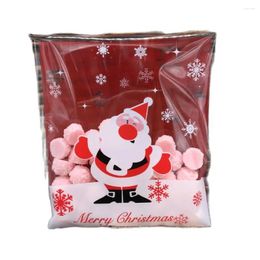 Gift Wrap 100pcs 10x11cm Christmas Santa Claus Red Self-adhesive Biscuit Bag Cute Cookie Bags Small Cellophane