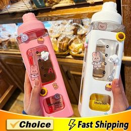 Water Bottles 700ml Kawaii Pastel Bottle With Straw Girl Plastic Travel Tea Juice Milk Cup Portable Cute Shaker Drink Gift