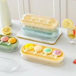 Baking Moulds Planet Pattern Cartoon Ice Cream Mould With Stick Transparent Lid Popsicle Plastic DIY Lolly Child