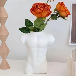 Vases Home Decoration Crafts Novelty Muscular Man Vase Modern Interior Decor Tabletop Ornaments Aesthetic Flowerpot For Dried Flower