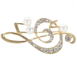 Party Favour Elegant Music Note Brooch For Women Girl Dress Accessories Gold Crystal Rhinestone Pins 5.6Cmx3cm