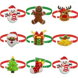 Dog Apparel Christmas Cloth Sticker Style Bow Ties Adjustable Small Cat Bowtie Snowman Santa Claus Accessories For Dogs