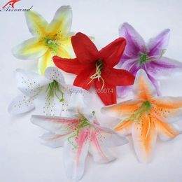 Decorative Flowers 50pcs Artificial Silk Lily Flower Heads For DIY Crafts Fabric Wedding Decoration Festive & Party Supplies Flori