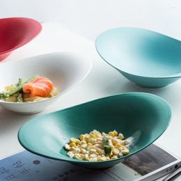 Plates Nordic Coloured Glaze Ceramic Tableware Ins Household Fruit Salad Bowl El Western Restaurant Sashimi Ornaments