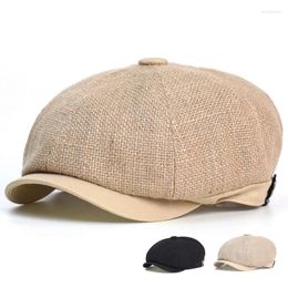 Berets Natural Jute Linen Hats For Men Summer Breathable Sboy Caps Boina Hombre Gatsby Hat Women Gorras Para Mujer Flat Cap