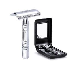 1razor 1 Blade 1 Case Manual Shaver set Men039s Razor Double Edge Safety Razor Zinc Alloy Classic Razors5657482