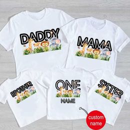 Family Matching Outfits Kids 2 3 4 5 6 Animal Birthday Party Tshirt Matching Family Outfits Boy Shirt Party Girls TShirt Children Outfit Custom Name T240513