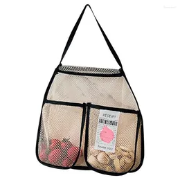 Storage Bags Mesh Vegetable Reusable 2 Cubicles Fruit Hammock Net Produce For Veggies Garbage Bag Home