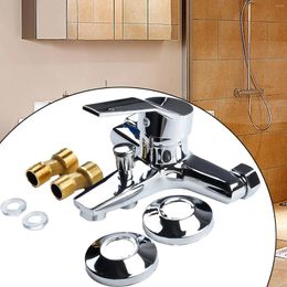 Bathroom Sink Faucets Basin Wall Mounted And Cold Water Dual Spout Mixer Tap With Angle Screw Decorative Cover Gasket