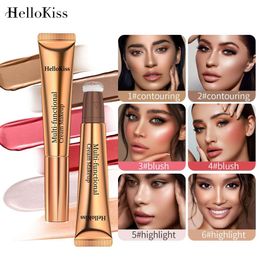 Hellokiss Mehrzweck kosmetischer Stift Flüssigpulver Pulver Erröter Hochglanz kosmetischer Stift Pearlescent Fine Blitz hellt natürlich das Gesicht auf