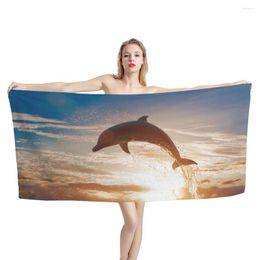 Towel Soft Cotton Bath For Beautiful Sunset Ocean Dolphin Beach Towels Goods Home And Comfort Microfiber