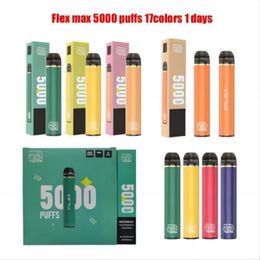 QST Puff Flex Pro 5000 Puffs Rechargeable Disposables Vapes Pods Device Kits 650mah Battery Pre-Filled 12ml Vaporizer Vaper Pen New packing