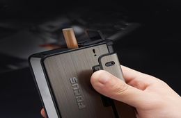 Automatic Cigarette Case Smoking Cigarette Capacity Can Mount Lighter Metal Box For Men Nice Gift Drop convenient4268952