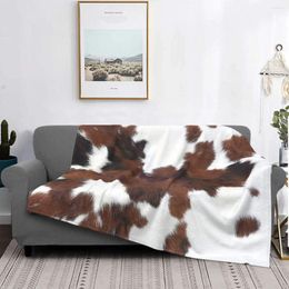 Blankets Cowhide Blanket Fleece Spring Autumn Animal Fur Skin Leather Texture Funny Throw For Bed Travel Bedding Throws