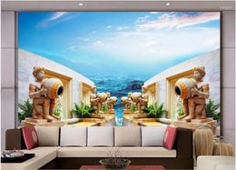 Wallpapers 3d Wallpaper Custom Po Mural Statue Of The Sea Water Picture Room Decor Painting Wall For Walls 3 D