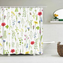 Shower Curtains 3D Curtain Nordic Style Flowers Plant Leaves Printed Waterproof Polyester Fabric Bath For Bathroom With Hooks