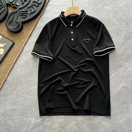 2024 classic street polo mens leisure brand t shirts 3M reflective stripes stitching embroidery high-quality High-end milk silk ammonia material Split design tees