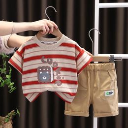 Clothing Sets Summer Children Boys Clothes Casual Striped Short-sleeved T-shirt Shorts 2pcs/sets Toddler Kids Tracksuits 0-5 Years