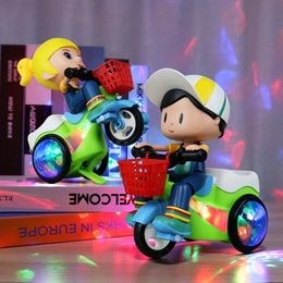 Robot Toys for Kids Spinning Stunt Car Toys Dancing Electric Trike Kids Motorcycle Cartoon Toy Interactive Toy with Music Light 240514