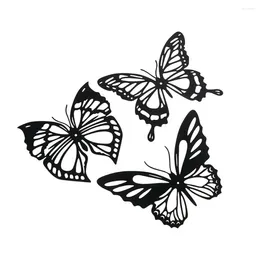Wallpapers 3 Pcs Metal Butterfly Hanging Black Large Size Wall Decor Outdoor Bedroom