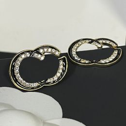High-end Designer Earrings Letter Studs 18K Gold Stainless Steel Brand Eardrop Men Women Crystal Earring Wedding Party Gift Jewelry Accessory