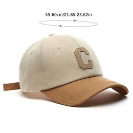Ball Caps Unisex cotton baseball cap suitable for both women and men casual snapshot cap fashionable letter C patch cap summer sun visual cap