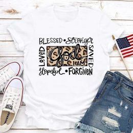 Women's T-Shirt Leopard God Love Print Women T Shirt Short Slve O Neck Tops Fashion Summer Casual Top Cartoon Graphic Skin-Friendly T Y240509