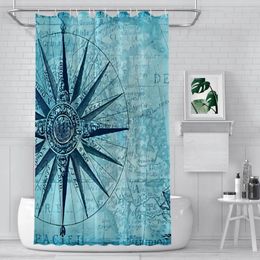 Shower Curtains Vintage Nautical Navigation Compass Map Bathroom Anchor Waterproof Partition Home Decor Accessories