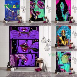 Tapestries Hippie Wall Tapestry Hanging Smoke Cool Girl Art Aesthetic Mystic Kawaii Home Decor Mandala Yoga Christmas Gift