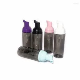 Storage Bottles Refillable 60ml Portable Empty Facial Cleanser Hand Sanitizer Clear Black PET Plastic Lotion Mousse Foaming Bottle 20pcs