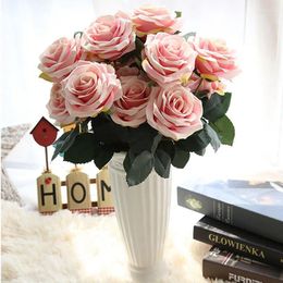 Decorative Flowers Artificial Silk 1 Bunch French Rose Floral Bouquet Fake Flower Arrange Table 10 Head Wedding Decor Party Accessory Flores