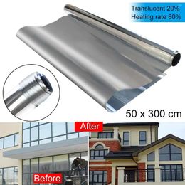 Window Stickers 300x50cm One Way Mirror Film Self-adhesive UV Reflective Privacy Glass Tint Heat Control Insulation Solar