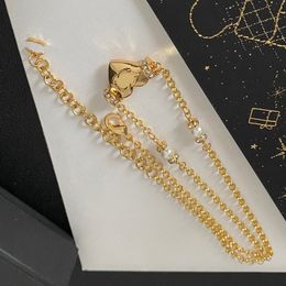 Heart Diamond Pendants Designer Necklaces Choker High-class Copper Necklace Brand Letter Pendant Men Women Pearl Necklace Chain Wedding Jewelry Gift
