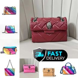 2024 Colourful Designer Kurt Geiger Eagle Heart Rainbow Leather Tote Bag Women Shoulder Bag Crossbody Clutch Travel Purse With Silver Chain Fashion Style