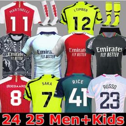 23 24 25 SAKA ARsen soccer jerseys SMITH ROWE G.JESUS SALIBA Fans Player version ODEGAARD MARTINELLI 2023 2024 2025 NKETIAH football shirt Men Kids sets uniforms