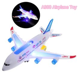 Electronic Aeroplane Toy with Music Autopilot Flash Sound Aircraft Automatic Rotation Plane Educational Toy Gift For Children 240514