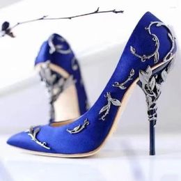 Dress Shoes Women's Silk Spring Lady's Treasure Blue Noble Temperament High Heel Wedding Banquet Fine Tip